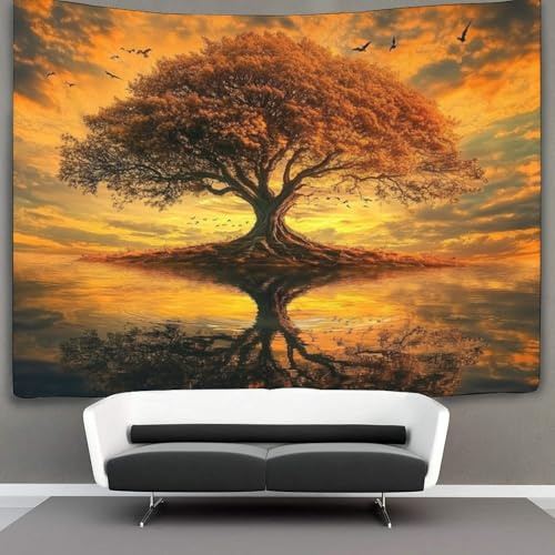 kaiyun Lebensbaum Wandteppich Wandtuch Wandbehang Tapestry Tapisserie Wanddekoration Schöne Fotos Wandkunst Wandtücher 180cmx230cm