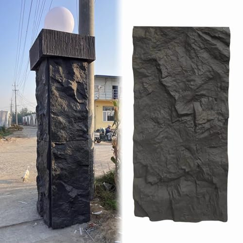 Pannelli Decorativi per Pareti Pannelli Murali in PU Nero per Esterni, Rivestimento Parete in Finta Pietra per Interni, Pannelli Decorazioni 3D per Pareti del Camino, Parete Decorativi per Pareti(1 pc