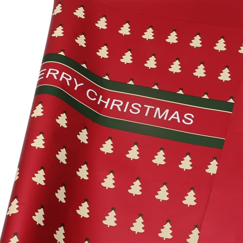 Gleemix Geschenkpapier Weihnachten, 20 Blatt Weihnachts Geschenkpapier Rot, Weihnachtspapier für Weihnachten, Neujahr und Winterurlaub, 57x57cm