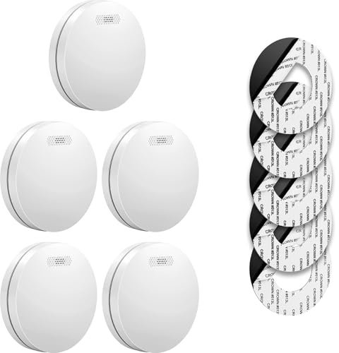 SAVS SM11 Rauchmelder 5er-Pack – 10 Jahre Batterie – Extra dünnes Design – Kein LED-Licht – Montage ohne Bohren – Entspricht europäischer Norm – Feuermelder