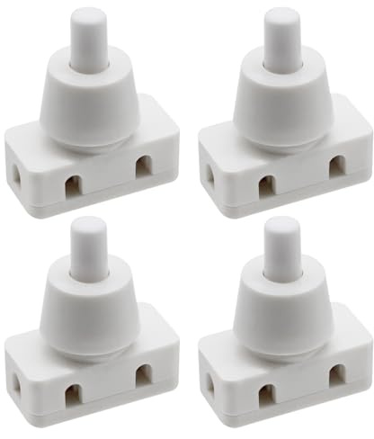 VBSYUYQ 4 Pcs White Recessed Push Button Switches 10A for Desk Lamp Repair | 4 pack white recessed on/off push button switches with screw cap,small home appliance repair replacement