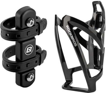 ROCKBROS Fahrrad Flaschenhalter ohne Schrauben mit Adapter aus Silikon-Gurt | Für Fahrad ohne Bohrungen Rennrad MTB Falrad & Citybike, Universell für Flaschen (7-10cm Ø)