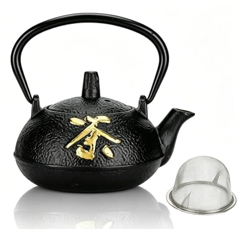 Cast Iron Teapot, 0.3l Japanese Style Tea Pot with Strainer Tea Kettle | Japanese Teapot Stovetop Kettle for Loose Leaf Asian Style Black
