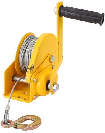 Yctze Heavy Duty Winch with 5m Rope and - 1200LBS Manual Crank Winch Boat Trailers, Trucks, and Vehicle Recovery - 2 Way Auto Locking System Safe and Towing