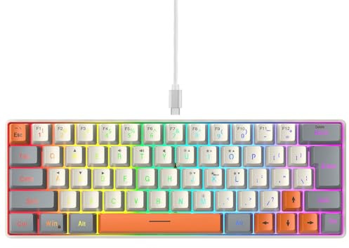 Générique Clavier de Jeu mécanique avec rétroéclairage LED, 63 Touches, Ordinateur Filaire, pour Ordinateur Portable, Joueurs, Travail de Bureau, Ergonomique