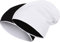 2 in 1 Wendemütze - Reversible Slouch Long Beanie Jersey Baumwolle elastisch Unisex Herren Damen Mütze Heather in 24 (8) (Black/White)