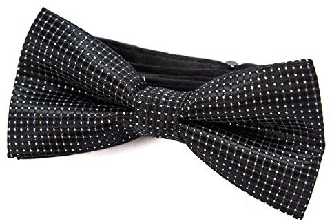 DonDon Pajarita para Hombre de lunares Punto de plata negro elegante con gancho con nudo y ajustable