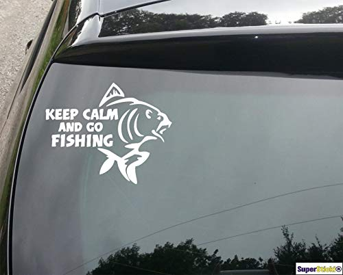 SUPERSTICKI Keep Calm and go Fishing Fisch Angeln Angler 20cm Aufkleber Sticker Decal aus Hochleistungsfolie Aufkleber Autoaufkleber Tuningaufkleber Racingaufkleber Rennaufkleber von aus Hochle