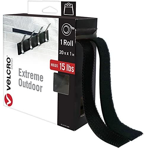 VELCRO Brand | Nastro adesivo extra resistente per esterni Heavy Duty Extreme | Taglia su misura, doppio lato hook & loop, nastro adesivo industriale extra forte | Nero | 6m x 25mm