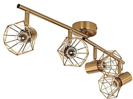 Licht-Erlebnisse Deckenlampe mit 4 verstellbaren Spots Metall in Messing 4x E14 länglich Schlafzimmer Wohnzimmer Küche Flur Innen Deckenleuchte Spot Strahler