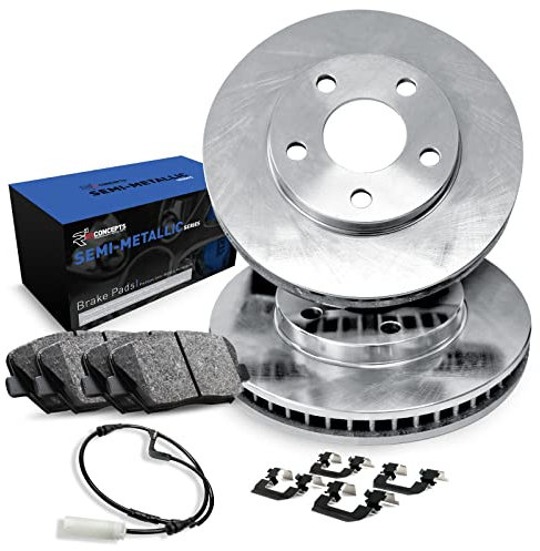 R1 Concepts Rear Brakes and Rotors Kit |Rear Brake Pads| Brake Rotors and Pads| Semi Metallic Brake Pads and Rotors |Hardware and Sensor Kit |fits 1996-2002 BMW Z3