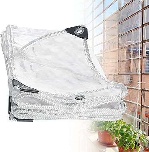 450g/m²Abdeckplane Wasserdicht, Plane Transparent mit ösen, 2m*3m PVC Plane, Abdeckplanen für Gartenmöbel, Terrassen Windschutz Transparent, AußEnbereich Wetterfest