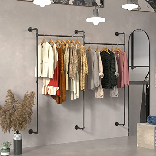 unho Perchero Pared Industrial, Armario Abierto de Tubo Ajustable de Estilo Industrial Armario Abierto para Ropería Hogar Guardarropa Vestidores, 205 x 26 x 190 cm