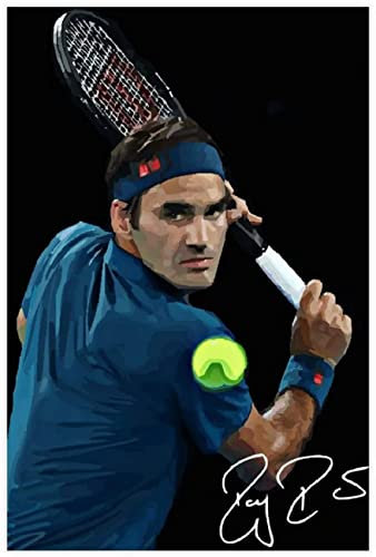 Holz Puzzle 1000 Teile Tennisstar Roger Federer Sportlegende (45) Puzzles für Erwachsene und Kinder anspruchsvoll 1000 Piece 29.5x19.6inch(75x50cm) Kein Rahmen