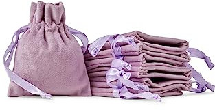 Soul Projekt Velvet Bags Purple 7x9cm x10 Velvet Gift Bags, Jewellery Pouches, Drawstring Bag for Wedding Party, Valentines, Small Favour Bag, Velvet Pouch All Occasions