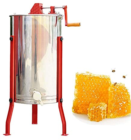 MNSSRN Stainless Steel Manual Honey Extractor with Manual Drive for Placing on Honey Container with Honey Sieve, Honey Spinner with Stand