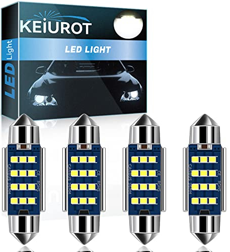 Keiurot 36MM Festoon Led 6418 Led Car Bulbs C5W Bulb CANBUS Error Free 239 6461 Led Festoon Bulbs for Car Interior Dome Map Door Courtesy Number Plate Lights White 12V-24V,Pack of 4