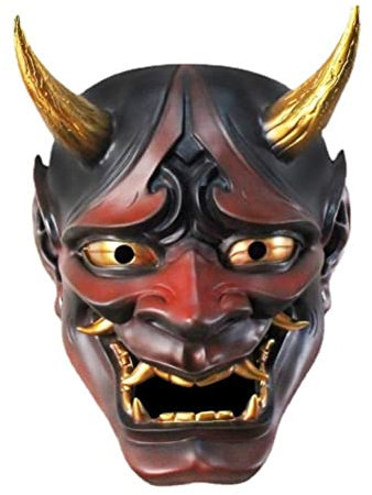 Kangmeile Japanische Halloween Dämon Prajna Samurai Maske für Cosplay Party Maskerade Bühnenzubehör - Latex