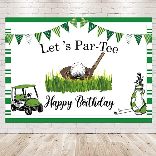 Newsely Let's Partee Golf Thema für Geburtstagsparty Hintergrund 7Wx5H Fotografie Partys Gras Sport Hintergrund für Jungen Geburtstag Baby Shower Party Dekorationen Banner Photo Booth Requisiten