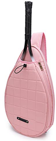 Rejolly Sac à bandoulière de tennis pour homme et femme, résistant à l'eau, sac à bandoulière pour raquette de tennis, pagaies de pickleball, raquette de badminton, rose
