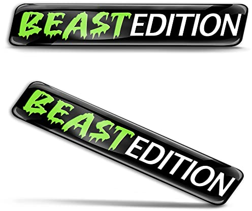 Biomar Labs 2 x 3D Gel Silikon Aufkleber Beast Edition Badge Biest Grün Stickers Autoaufkleber Auto Motorrad Fahrrad Fenster Tür Laptop KS 173