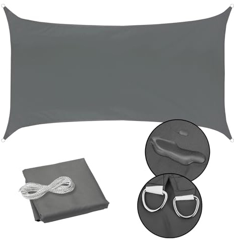 SVITA Sonnensegel viereckig wasserdicht 160g/m² UV-Schutz Sonnenschutz Garten Balkon Befestigung Dunkelgrau 2x4m