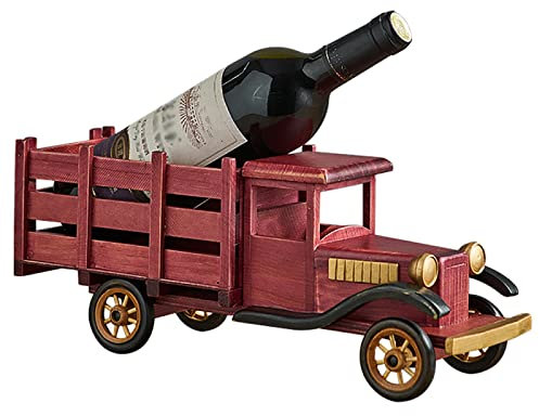 TPARIS Porte-Bouteilles Créatif en Forme Voiture|Présentoir De Rangement pour Bouteilles De Vin Rétro|Porte-Bouteilles en Bois Parfait pour Salon,Cuisine,Camions,37.5x10.6x14.7cm(14.7x4.1x5.7in)