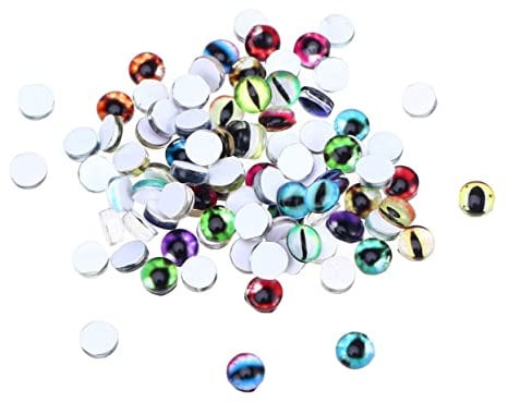 COHEALI 100 Pcs Flatback Dome Cabochon Rose Glass Evil Eye Cabochons Half Round Cabochons Mosaic Cabochons Glass Cabochon Dome Dragons Eyes for Craft Dragon Eye Cartoon Crafts