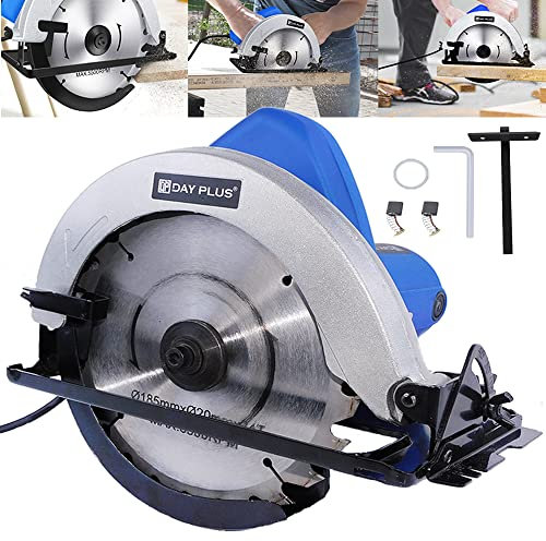 Circular Saw, Electric Hand Saw, Mini Cutting Saw for Woodworking to Cut Wood, Soft Metal, Tile and Plastic - 5500RPM Speed, Max Cutting Depth 55mm, 0-45º Cutting Angle