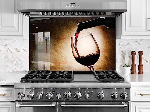 Myphotostation.com 12x12'' Tempered Glass Wine Backsplash Design Cooker Wall Backsplash Panel Glass Splashback For Kitchen Panel Design Red Wine Splashback Beverage