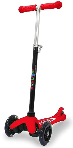 KickLight Scooter - Niedriges Trittbrett für bessere Stabilität, leuchtende Räder während der Fahrt vorne/hinten, Vollgummi Lenkergriffe mit Sturzpads, Kinderroller