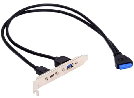 ChenYang Cavo di prolunga USB 3.0 da 19/20 pin a USB C e USB 3.0 femmina per chassis con staffa slot PCI-E da 12 cm
