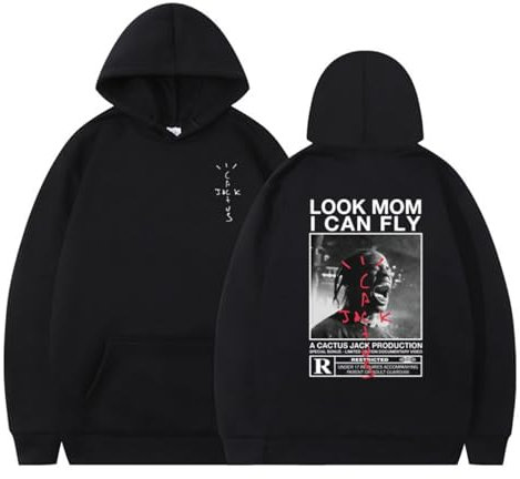 EVERLUCK Travis Hiphop Hoodie Herren Highest in the Room Sweatshirts Damen Jack Look Mom I Can Fly Scott Rap Fans Hoody Pullover, 01 Hiphop Jack, 38