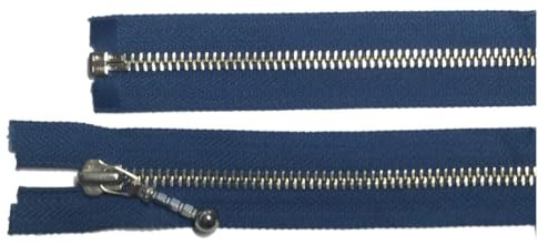 Reißverschluß Metall YKK teilbar für Jacken 55 cm jeans blau/silber