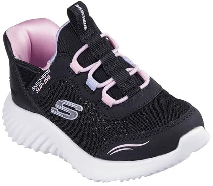 Skechers Girl's Bounder Simple Cute Slip-Ins Sneaker, Black, 4 UK Child