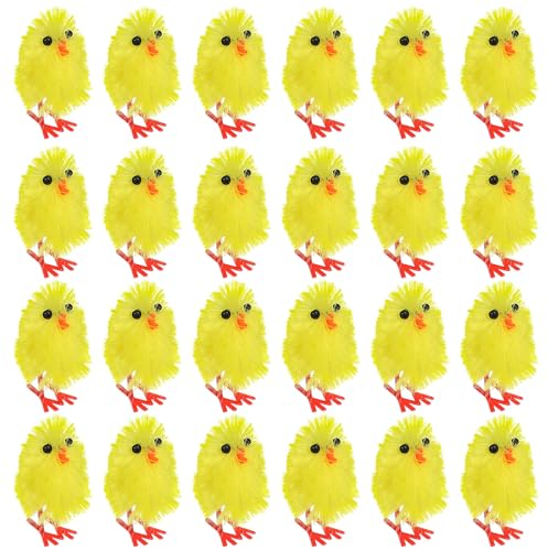 Gatuida 60 Stück Flauschige Osterküken: Mini-Osterküken Gelbe Plüsch Küken Ostern Plüsch-Hühnerfiguren Tischdekoration für Home Garten Party Favors
