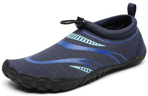 Mishansha Badeschuhe Herren Damen Wasserschuhe Atmungsaktive Schnell Trocknend Schwimmschuhe rutschfeste Leicht Barfußschuhe fur Männer Frauen, Denim Blau, 46 EU