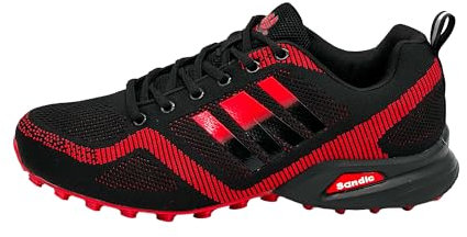 Ablovo® Damen Herren Sportschuhe Sneaker Turnschuhe Laufschuhe Freizeit Schuhe 36-46 (Schwarz-Rot, EU Schuhgrößensystem, Erwachsene, Herren, Numerisch, M, 42)