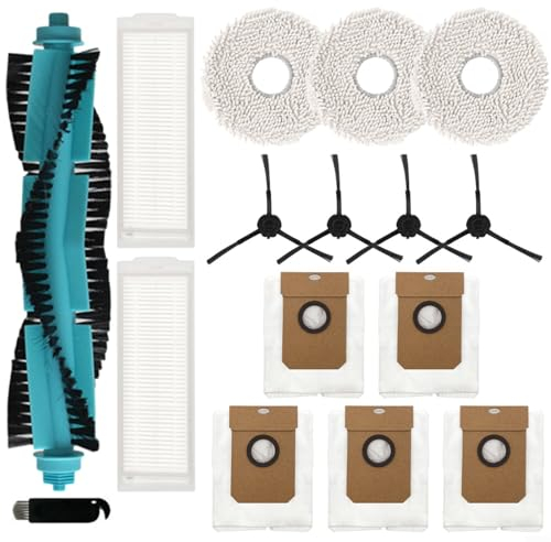 URPIZY 16 Pack de Accesorios Robot Aspirador para Conga 11090 - Kit de Recambios Completos - Incluye 1 Cepillo de Rodillo, 2 Filtros, 4 Cepillos Laterales, 3 Mopas, 5 Bolsas y 1 Cepillo de Limpieza