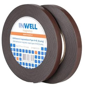 Inwell - Magnetband selbstklebend - Type A+B | 12,7 | 10 meter | Hochwertigem Kleber