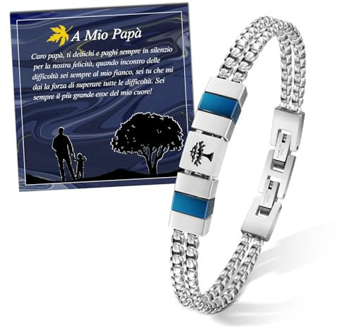FANCIBAND Regalo Papà Bracciale Uomo Acciaio Inox Doppio con Albero Della Vita Portafortuna, Idee Regali per il Papà Compleanno Natale Festa Del Papà Anniversario 30 40 50 60 70 80 Anni