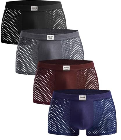 BOXR Underwear - Boxer da Uomo in bambù - Confezione da 4 Pezzi - Morbido, Traspirante, Sostenibile - S-3XL