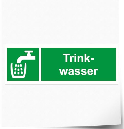 Indigos UG Aufkleber Trinkwasser - 148x52 mm - Hotel, Firma, Schutz, Kita, Arzt, Praxis, Wohnung - Sicherheit - Warnung