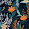 VOLEAAR Vintage Contact Paper Floral Peel and Stick Wallpaper for Backsplash Walls Cabinet Retro PVC Removable Leaves Orange Blue 44.5CM x 300CM