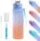YekouMax Botella Agua 750ml, Botella Gym sin BPA, Garrafa Agua con Pajita, Botella de Agua Deportiva para Gimnasio, Fútbol, Cantimplora, Colegio, Madre, Niña, Niño (Azul Degradado)