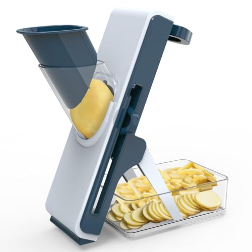 Vegetable Chopper Vegetable Cutter Mandoline Vegetable Slicer - Veggie Onion Potato Salad Food Chopper Manual-Veg Chopper Kitchen Tools & Gadgets (Grey-Blue)
