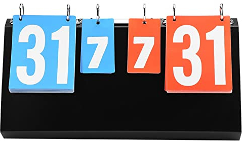 Anzeigetafel Fussball, Cornhole Punktetafel 4-Stellige Volleyball Zähltafel Digital Tragbare Flip Sportanzeigetafel, für Basketball Fußball Badminton Baseball Tischtennis