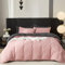 Gezu Biancheria da letto 135 x 200 cm, in cotone rosa, rosa antico, grigio, 2 pezzi, colore lino, biancheria da letto singola, in morbido cotone, copripiumino 135 x 200 cm e federe 80 x 80 cm, con