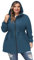 Hanna Nikole Damen Große Größe Regenjacke mit Kapuze Taschen Pfauenblau 48