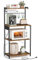 VASAGLE Kitchen Bakers Rack with Power Outlet, 4-Tier Coffee Bar with Adjustable Shelf, Microwave Stand, Paper Towel Holder, 40 x 60 x 140 cm, Rustic Brown and Ink Black KKS014K03